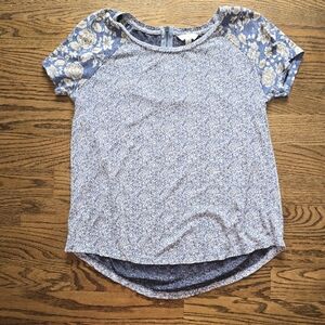 Brand Blue and White Short Sleeve Blouse
